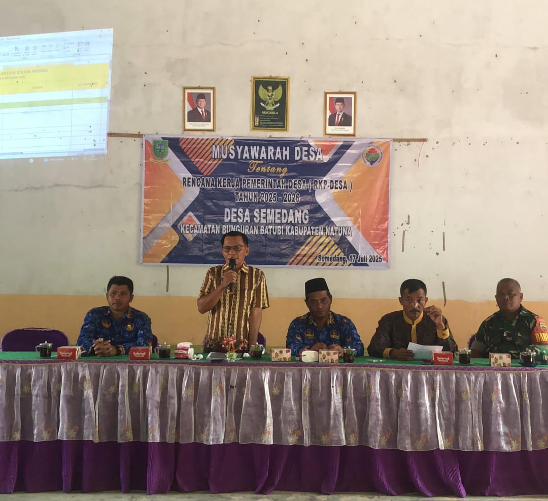 Read more about the article Musyawarah Desa Tentang Rencana Kerja Pemerintah Desa (RKP-DESA) Tahun 2025-2026 Desa Semedang Kecamatan Bunguran Batubi Kabupaten Natuna. Kamis, 17 Juli 2025